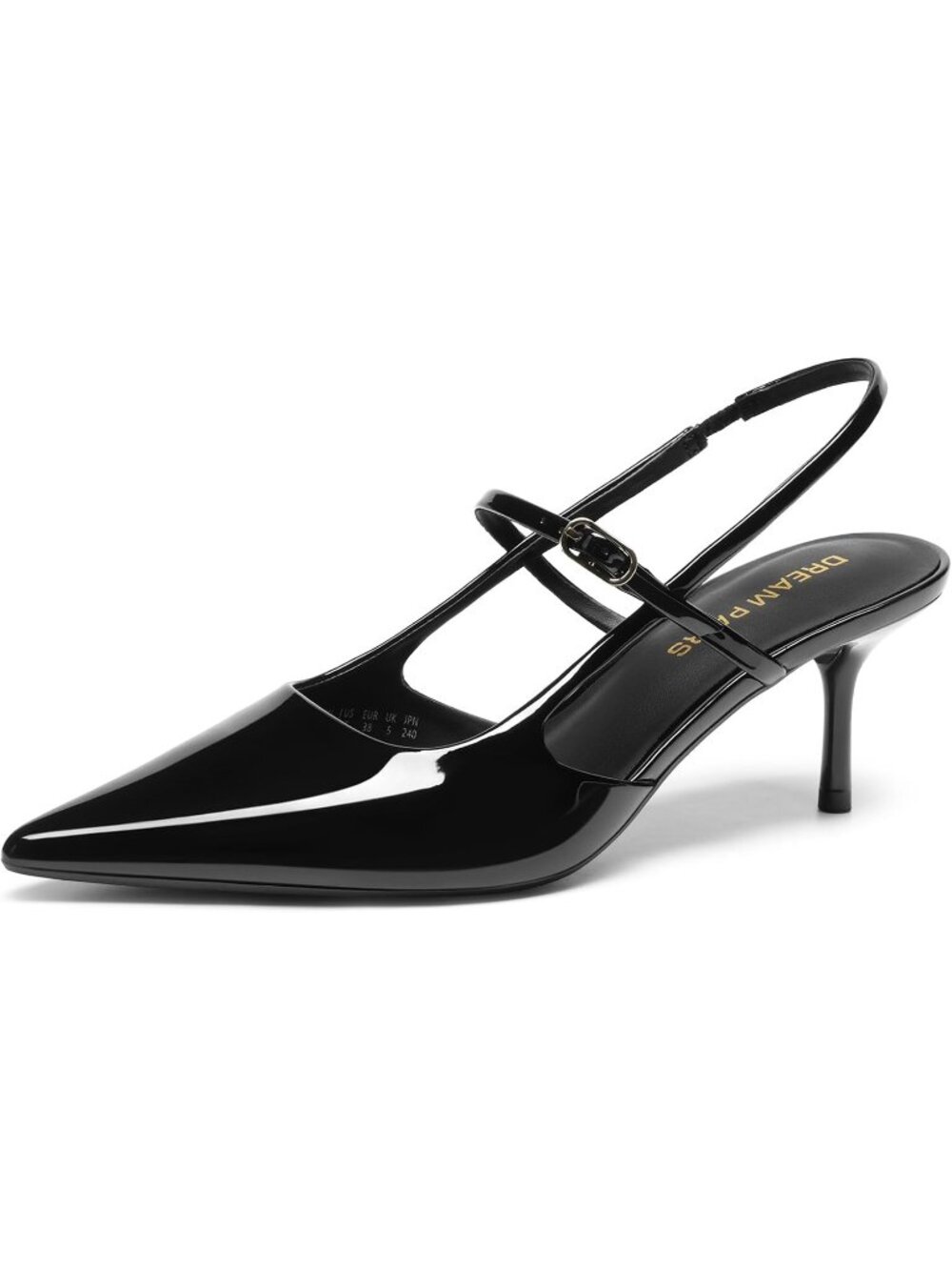 DREAM PAIRS Women's Black-pat Slingback Kitten Heels Pumps 2.36-Inch Closed Toe